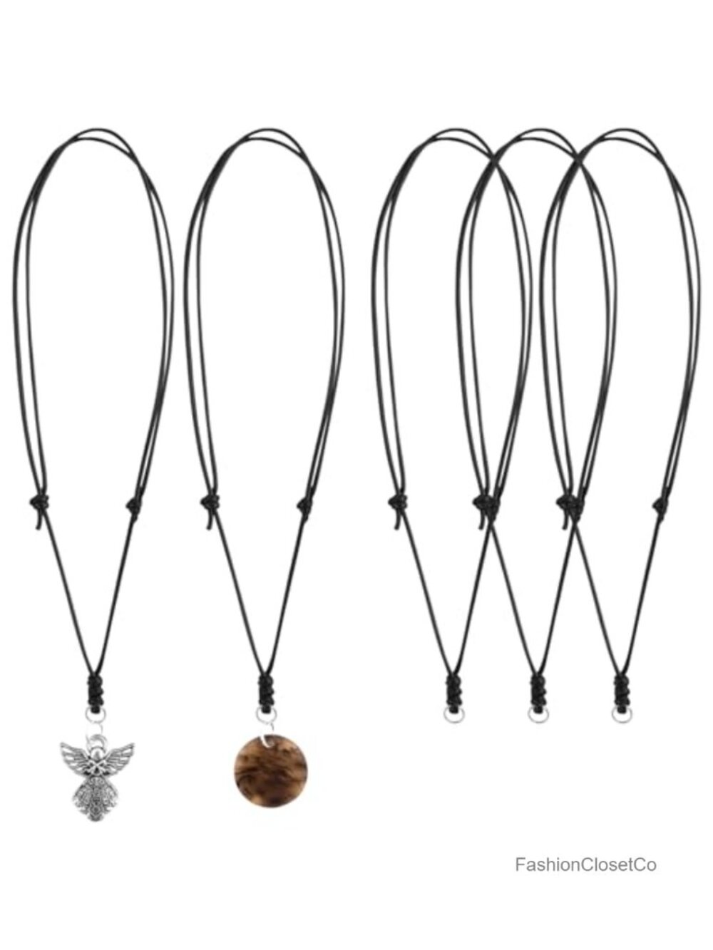 5 Pack Adjustable Necklace Cord Black Choker Rope Slide Knots for Pendants